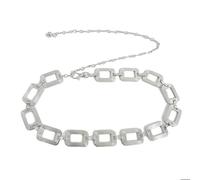 XSFAMGB 1 pz 115 cm Nuova Cintura da Donna con Fibbia Quadrata, Catena in Metallo con Sigillo in Vita, con Gonna e Cappotto, Disponibile in Magazzino(Silver)
