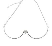 XSFAMGB Catena for Reggiseno con Supporto for Il Petto in Metallo a Forma di Fiore, for Donne, con Catena, Top Bikini, Supporto for Il Seno Estivo(Silver)