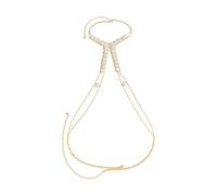 XSFAMGB Collana con Catena Toracica a Forma di Reggiseno con Perle Rotonde, for Donne, Semplice, con Maglie in Rame, for Bikini e Spiaggia.(B)