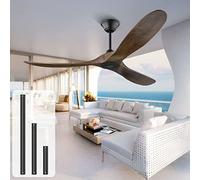 XSGDMN Ventilatore a soffitto senza luce con telecomando, ventilatore a soffitto in legno, 3 pale 132 cm, funzionamento estivo invernale, per camera da letto, soggiorno, fattoria, veranda
