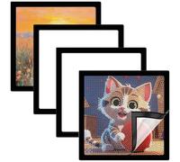 XSHAO® 4 cornici per diamond painting, 30 x 30 cm, autoadesive, colore nero, per pittura con diamanti