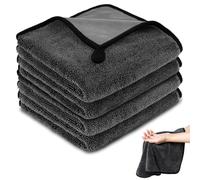 XSHAO® 4 Pcs Panno in Microfibra per Auto, 30 x 30 cm Panno Total Clean Panni Asciutti Doccia per Auto/Cabina Doccia/Casa/Cucina (Grigio Scuro)