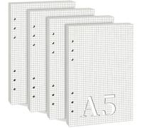 XSHAO® Fogli A5 180 con Buchi 6 Anelli Ricarica Carta Quadrata 6 Fori per Taccuino/Diario/Schizzo/Pittura