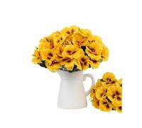 Xshelley 10 fasci di fiori artificiali del viole del pensiero per esterni, resistenti ai raggi UV, in seta, crisantemo selvatico, davanzale, veranda, casa, giardino, matrimonio, casa colonica,