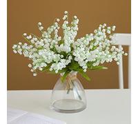 Xshelley 18 fiori artificiali di mughetto bianco finto con campanella a vento, bouquet da sposa, mughetto, fiore di maggio per casa, giardino, festa di nozze