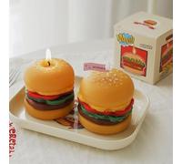 Xshelley Confezione da 2 candele profumate a forma di hamburger, realizzate a mano, creative, candele decorative per alimenti, regalo perfetto per meditazione, sollievo dallo stress, per migliorare