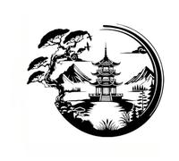 Xshelley Decorazione artistica da parete in metallo, 30 cm, albero bonsai e statua di Torii, decorazione per la stanza in stile giapponese, decorazione per la casa per soggiorno, camera da letto, sala