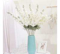 Xshelley Delphinium - 5 fiori artificiali di larkspur a stelo lungo, in seta, fiori di seta per la decorazione della casa, interni ed esterni (bianco)