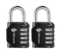 XShield 4-Digit Combination Padlock | Heavy-Duty Keyless Lock with 10,000 Code Options | Weather-Resistant Alloy Body | Ideal for Lockers, Gates, Gym, Outdoor & Travel - Black (Pack of 3)