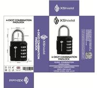 XShield Lucchetto a 4 cifre, confezione da 2, colore: nero, set da 2 pezzi