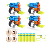 XSHOT Dino Attack Dino Extinct 4 Pack (4 Blaster, 4 Uovo Piccolo, 24 Freccette) by Zuru
