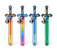 XSHOT Role Play Pixel Sword Confezione da 4 by ZURU: Spada in schiuma pixelata, impugnatura in plastica. Sicura per bambini 6+, adolescenti, adulti.