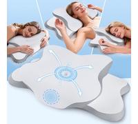 XSIVOD Cuscino cCervicale Ergonomico, 2 in 1 Cuscino in Memory Foam per Dolore alla Spalla, Cuscino Ortopedico Ergonomico per chi dorme sul Fianco, Sulla Schiena e Sullo Stomaco (Bianco)