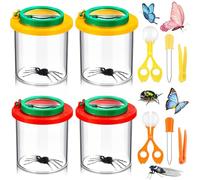 XSJIJKAG Set di lenti per bicchieri da 10 pezzi, per ragazzi e ragazze, con pinzette e catturatori, per esplorare la natura, giardino e scuola