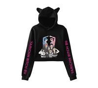 XSLGOGO Anime Yarichin Bitch Club Cute Cat Ear Felpa con Cappuccio Ayato Yuri Stampato Exposed Navel Lovely Pullover Top Corto Maglione a Maniche Lunghe per Donna e Ragazza