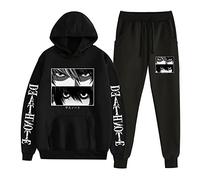 XSLGOGO Death Note Felpa con Cappuccio e Pantaloni Due Set Unisex per Il Tempo Libero Felpa Allentata Pantaloni Sportivi Personaggio Anime Cosplay Felpa con Cappuccio Pantaloni Tuta