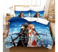 XSLGOGO Sword Art Online Set di Biancheria da Letto 3PCS Sword Art Online Stampe Set di Biancheria da Letto Copripiumino Anime e Federe Set di Biancheria da Letto
