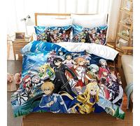 XSLGOGO Sword Art Online Set di Biancheria da Letto 3PCS Sword Art Online Stampe Set di Biancheria da Letto Copripiumino Anime e Federe Set di Biancheria da Letto