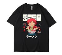 XSLGOGO Trendy Ponyo on The Cliff Anime T-Shirt Ponyo Sousuke Casual Manica Corta Felpa Collo Rotondo Tops Maglietta di Coppia