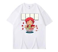XSLGOGO Trendy Ponyo on The Cliff Anime T-Shirt Ponyo Sousuke Casual Manica Corta Felpa Collo Rotondo Tops Maglietta di Coppia