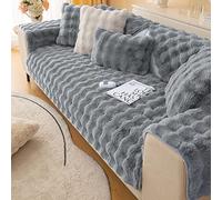 XSlive Copridivano componibile in finta pelliccia, morbido e caldo, spesso, antiscivolo, in tinta unita, per bambini, animali domestici (grigio scuro, 71 x 120 cm)