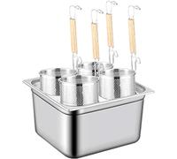 XSMYdpuk Pentole per Pasta Cuocipasta, Pentola per Pasta A 2/4/6 Fori con Inserto per Colino, Pentola per Zuppa Quadrata in Acciaio Inossidabile con Coperchio per Gnocchi di Verdure, Set di Pentole C