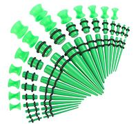 XSNA Kit di dilatatori per orecchio, 50 pezzi, 14 G-00 G, kit per dilatare le orecchie, dilatatori e dilatatori, set di gioielli per piercing, Resina Gomma, Non pietra preziosa