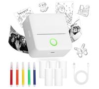 XSpecial Mini Stampante Termica Tascabile, Stampante Portatile Stampante Fotografica Inkless, per Appunti, Memo, Pittura Fai Da Te, con 5 Rotoli di Carta Termica e Penne a Colori (X6)