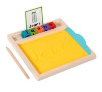 XSQD Bambini Inglese Alfabeto Tavolo Di Sabbia, Vassoio Di Scrittura Sabbia Legno, Schede Di Apprendimento Con Blocchi Lettere e Parole, Adatto Per La Cognizione Della Prima Infanzia Di Età 3-6 Anni