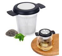 XSQD Doppio Dispositivo Infusione Tè Della Tazza Dell'orecchio, Filtro Te Dell'acciaio Inossidabile 304,Portatile Tisaniera Infusiera, Adatto per teiere e tazze (Manico in silicone)