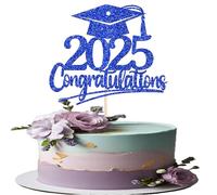 Xsstarmi 1 confezione 2025 topper per torta di laurea blu con glitter complimenti grad pick per torta diploma fatto classe del 2025 forniture per decorazioni per torte di laurea