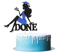 Xsstarmi 1 confezione 2025 topper per torta di laurea blu glitterato ragazze diploma fatto torta pick classe del 2025 complimenti Grad Cake Decorazioni per feste di laurea per ballo scolastico 2025