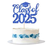 Xsstarmi 1 confezione 2025 topper per torta di laurea classe del 2025 decorazioni per torta di laurea complimenti per decorazioni per feste di laurea universitarie 2025 blu