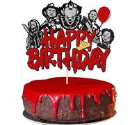 Xsstarmi 1 confezione di Halloween horror Happy Birthday Cake Topper Nero Glitter Have a Killer Cake Pick per Horror Classic Movie Theme Compleanno Halloween Party Cake Decorazioni Forniture