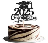 Xsstarmi 1 confezione di topper per torta di laurea 2025 nero con glitter complimenti grad cake pick per diploma fatto classe del 2025 decorazioni per torte di laurea forniture