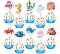 Xsstarmi 40 confezioni da 40 pezzi sotto il mare cupcake topper per la vita marina cupcake per benvenuto neonato compleanno bambini accessori per feste decorazioni torte