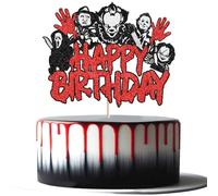 Xsstarmi Confezione da 1 topper per torta di compleanno con glitter horror classico film horror personaggi horror decorazioni per torte di Halloween per baby shower forniture per feste di compleanno
