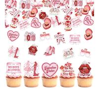 Xsstarmi Confezione da 60 topper commestibili per cupcake, in carta di riso con scritta "Happy Galentine's Day" (lingua italiana non garantita), per matrimoni, compleanni, San Valentino, feste