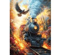 XSteam Train in A Fiery Forest Puzzle 500 Pezzi Rompicapo Creativo Artistico Science Fiction Magical Dream Stimolo Della Creatività Attività Per Il Tempo Libero Regalo Per Persone Creative 500 PCS