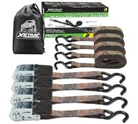 XSTRAP Cinghie di fissaggio a cricchetto, confezione da 4, 2,5 x 4,5 m, capacità di carico 285,8 kg, resistenza alla rottura 857,3 kg, cinghie per carico (mimetico)