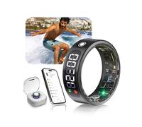 XSWCCJJ Anello intelligente 7,0 con schermo a LED. Impermeabile 5 ATM. Tecnologia 5,3 + EDR - 0,1% ± errore: anello per uomini e donne per monitorare il sonno, la frequenza cardiaca, nero 10#