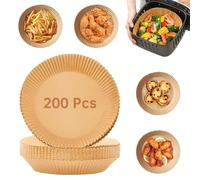 Xsybegdlk 200 pezzi di carta da forno per friggitrice ad aria calda, 16-20 cm, carta da forno Airfryer per friggitrice ad aria, carta pergamena, rotonda con Airfryer Ninja per Philips Cosori Tefal