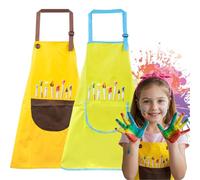 XSYKJGS Grembiule da pittura per bambini, 2 pezzi, grembiule per bambini, regolabile, 6-10-12 anni, grembiule da cucina per bambini, Verde e giallo, Taglia unica