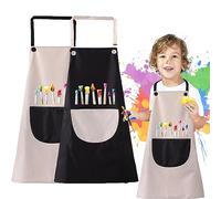 XSYKJGS Grembiule Pittura Bambini 2 Pezzi Grembiule Scuola Bambini, Regolabile 6-10-12 Anni Grembiule Cucina Bambini Ragazzi Ragazze con Tasche per L'artigianato Pittura Cottura Cucina