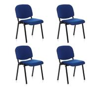 HJH Office 704510 Set di 4 Sedia Ospite XT 600 Tessuto, Sedia da Conferenza imbottita, impilabile, Sedia Attesa, Poltrona, Blu