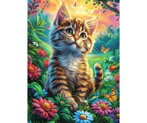 XTabby Cat in A Flower Meadow Puzzle 500 Pezzi Rompicapo Creativo Artistico Science Fiction Magical Dream Stimolo Della Creatività Attività Per Il Tempo Libero Regalo Per Persone Creative 500 PCS