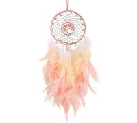 Xtahdge Acchiappasogni Ciondolo Decorazione Luci LED Fatte Mano Piume Rosa Cristalli Curativi Acchiappasogni per la Decorazione della Parete Casa