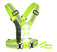 Xtahdge Gilet LED da , gilet riflettente a LED, ad alta visibilità, gilet di sicurezza con 2 bande riflettenti per andare in bicicletta, jogging e