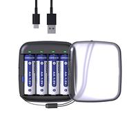 XTAR Batteria AA 1.5V AA al litio ricaricabile batterie al litio 3300mWh Volt costante AA batterie al litio, 4 Conteggio con caricatore BC4