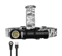 XTAR H3R, torcia frontale da 1000 lumen, super luminosa, a LED, ricaricabile, impermeabile, con 6 modalità e fascia regolabile per campeggio, corsa all'aperto